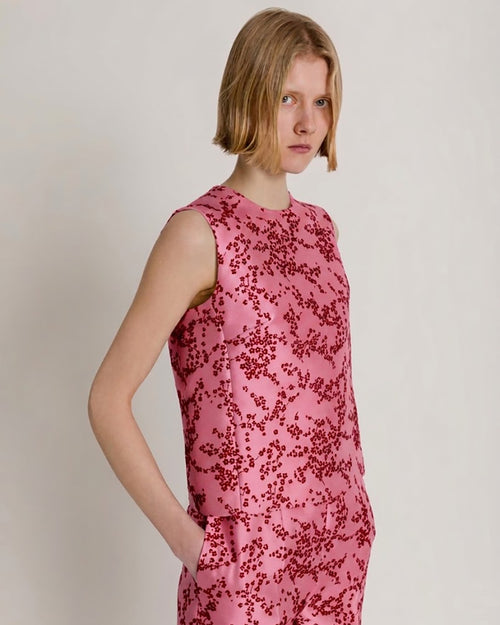 Floral print mikado top Pink Alberta Ferretti Boutique Online 1