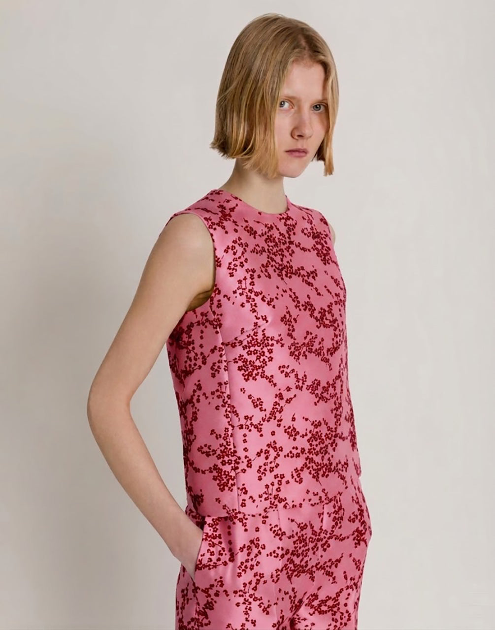 Floral print mikado top Pink Alberta Ferretti Boutique Online 2