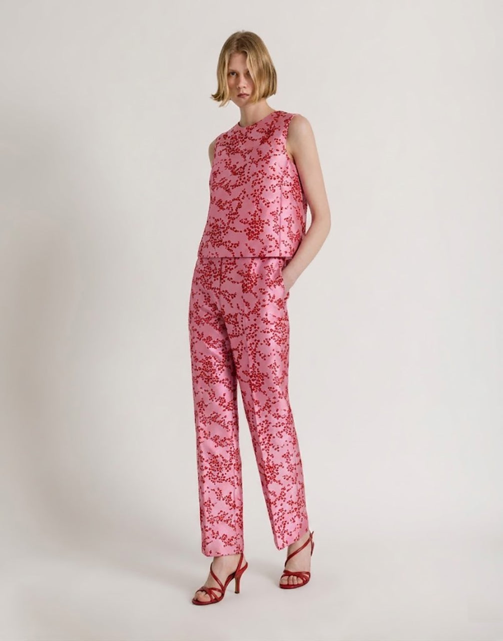 Floral print mikado top Pink Alberta Ferretti Boutique Online 3