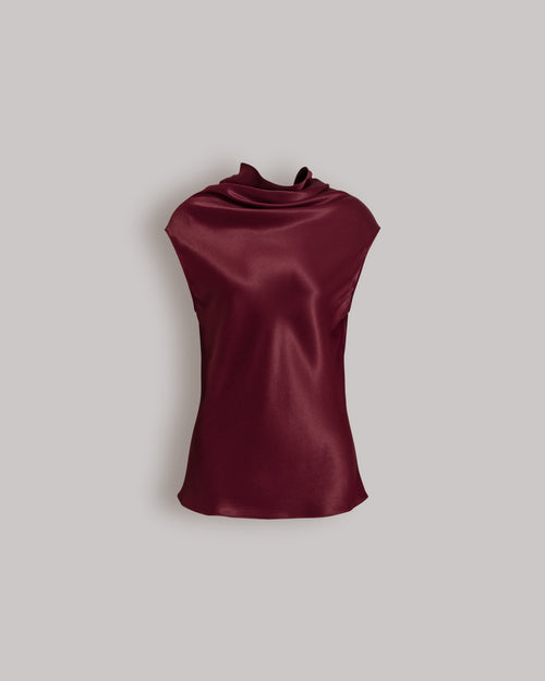 Ärmelloses Satintop mit fließendem Ausschnitt Rot Alberta Ferretti Boutique Online 0