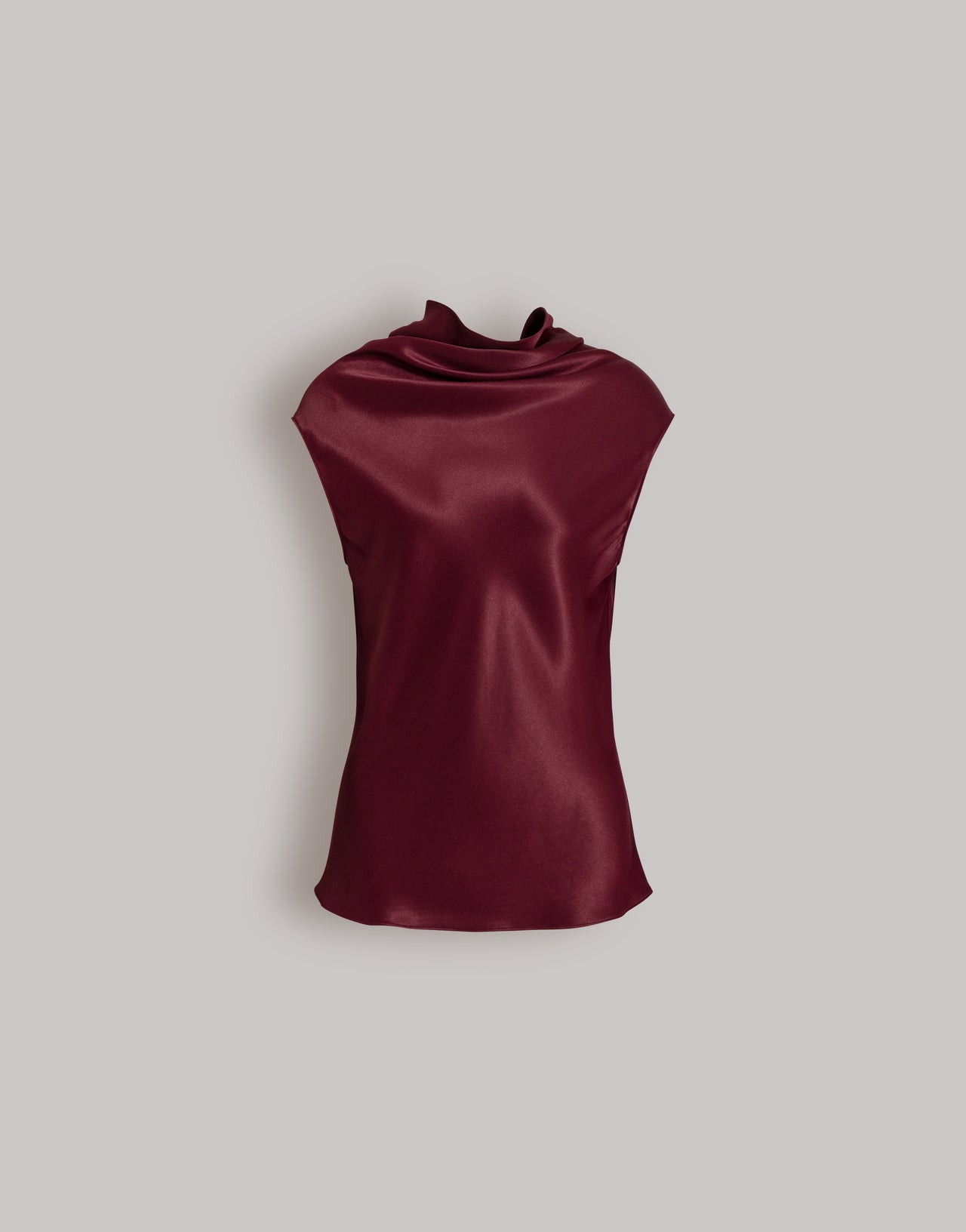Top sans manches en satin à col drapé Rouge Alberta Ferretti Boutique Online 1