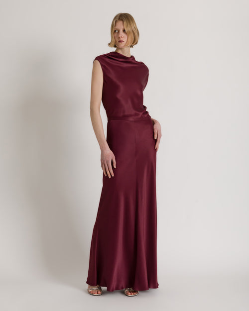 Ärmelloses Satintop mit fließendem Ausschnitt Rot Alberta Ferretti Boutique Online 1