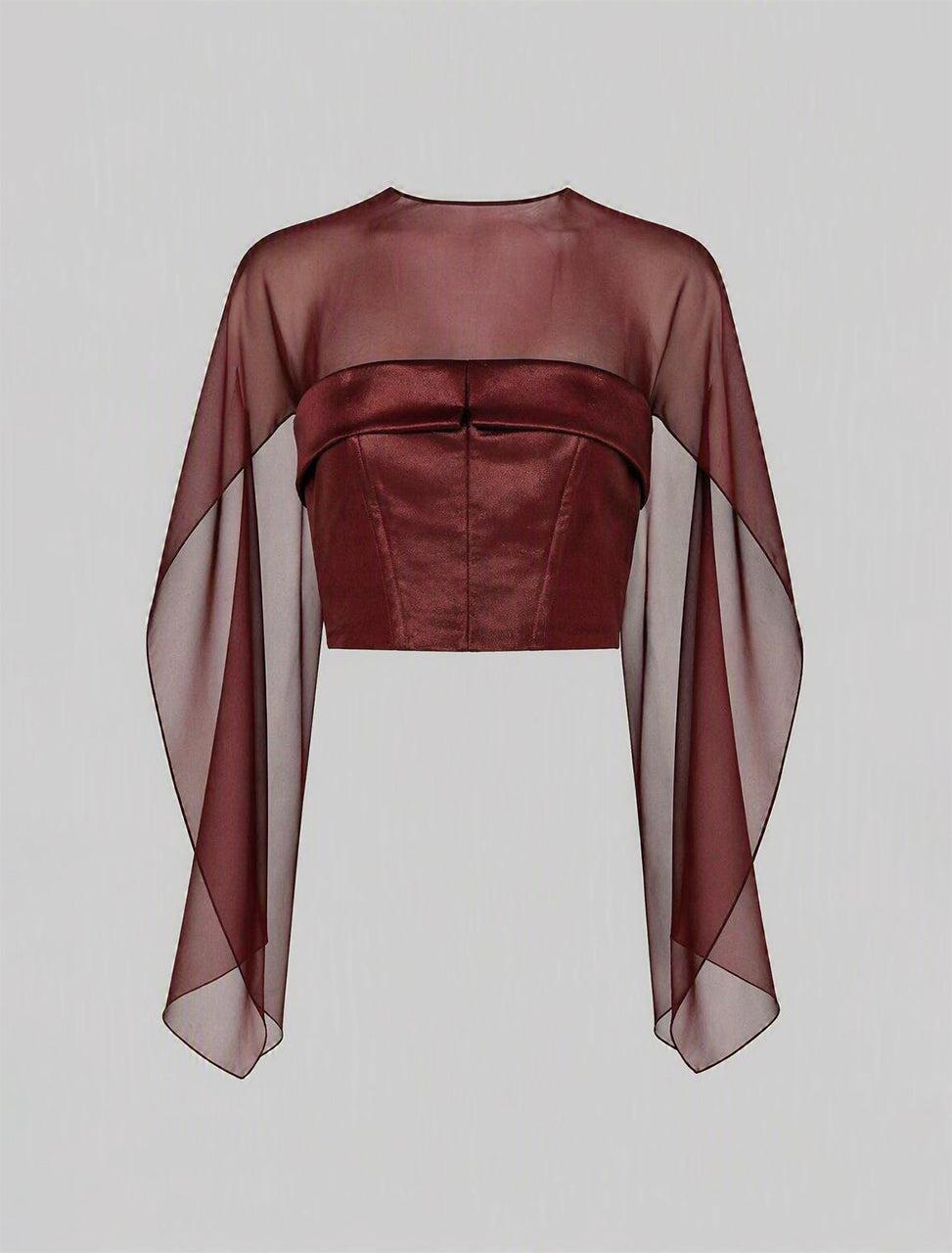 Top con cappa in chiffon Rosso Alberta Ferretti Boutique Online 1