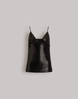 Glossy sequin top with spaghetti straps