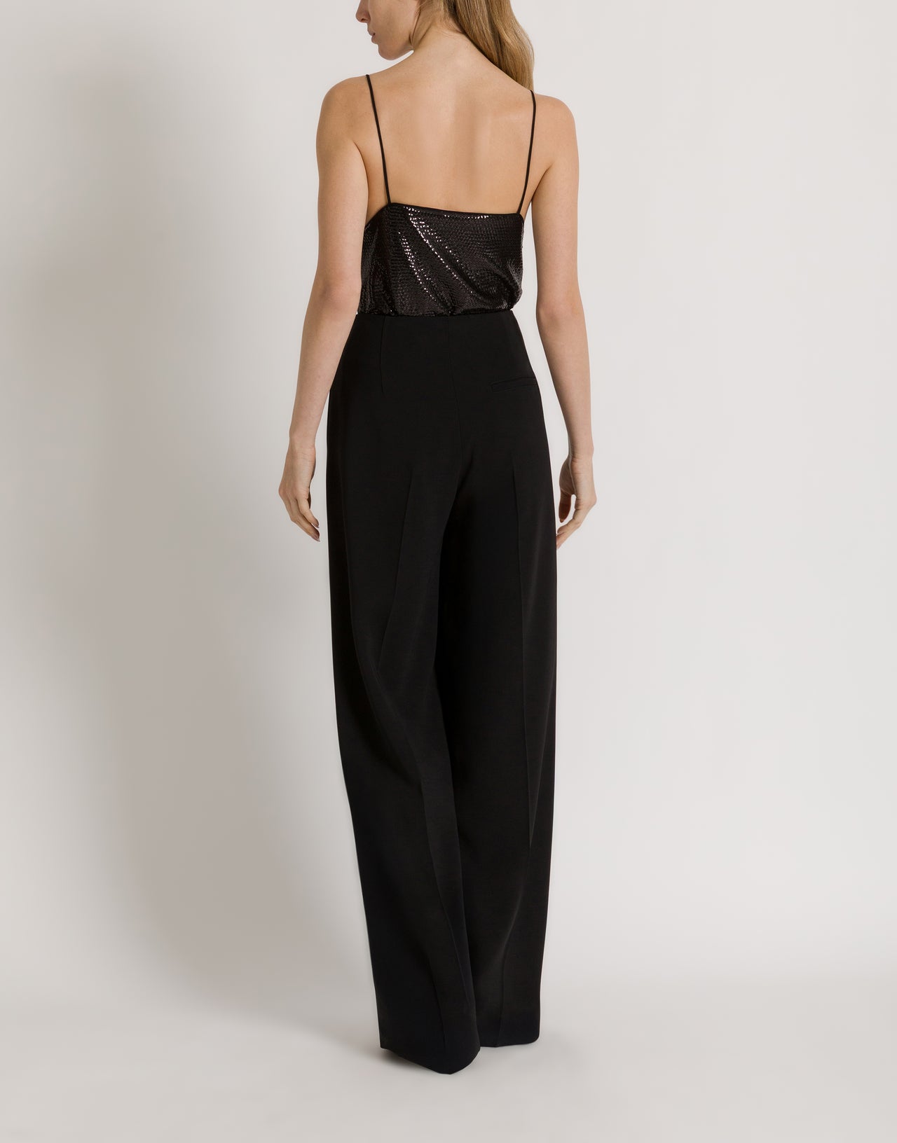 Glossy sequin top with spaghetti straps Black Alberta Ferretti Boutique Online 3