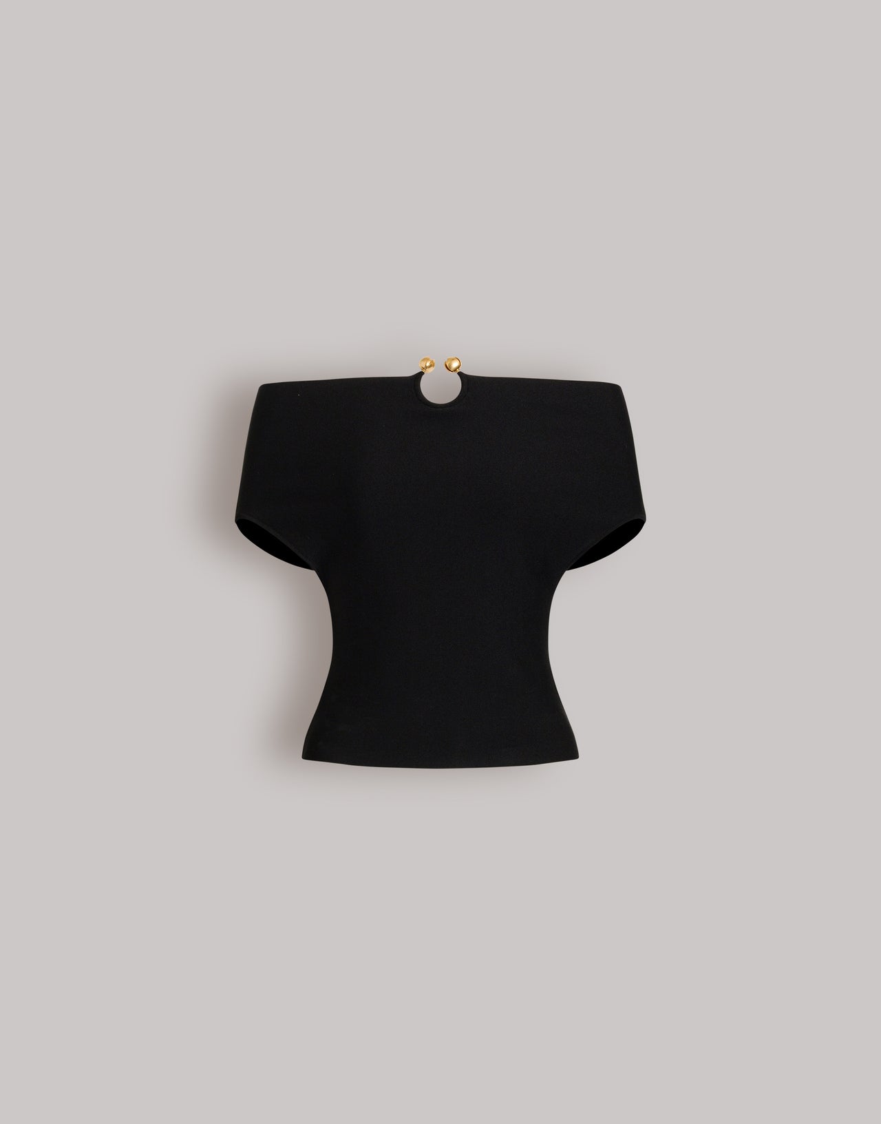 Stretch knit top with jewel brooch Black Alberta Ferretti Boutique Online 1