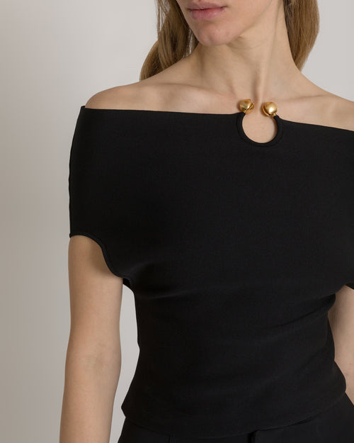 Top bustier en maille stretch avec broche bijou