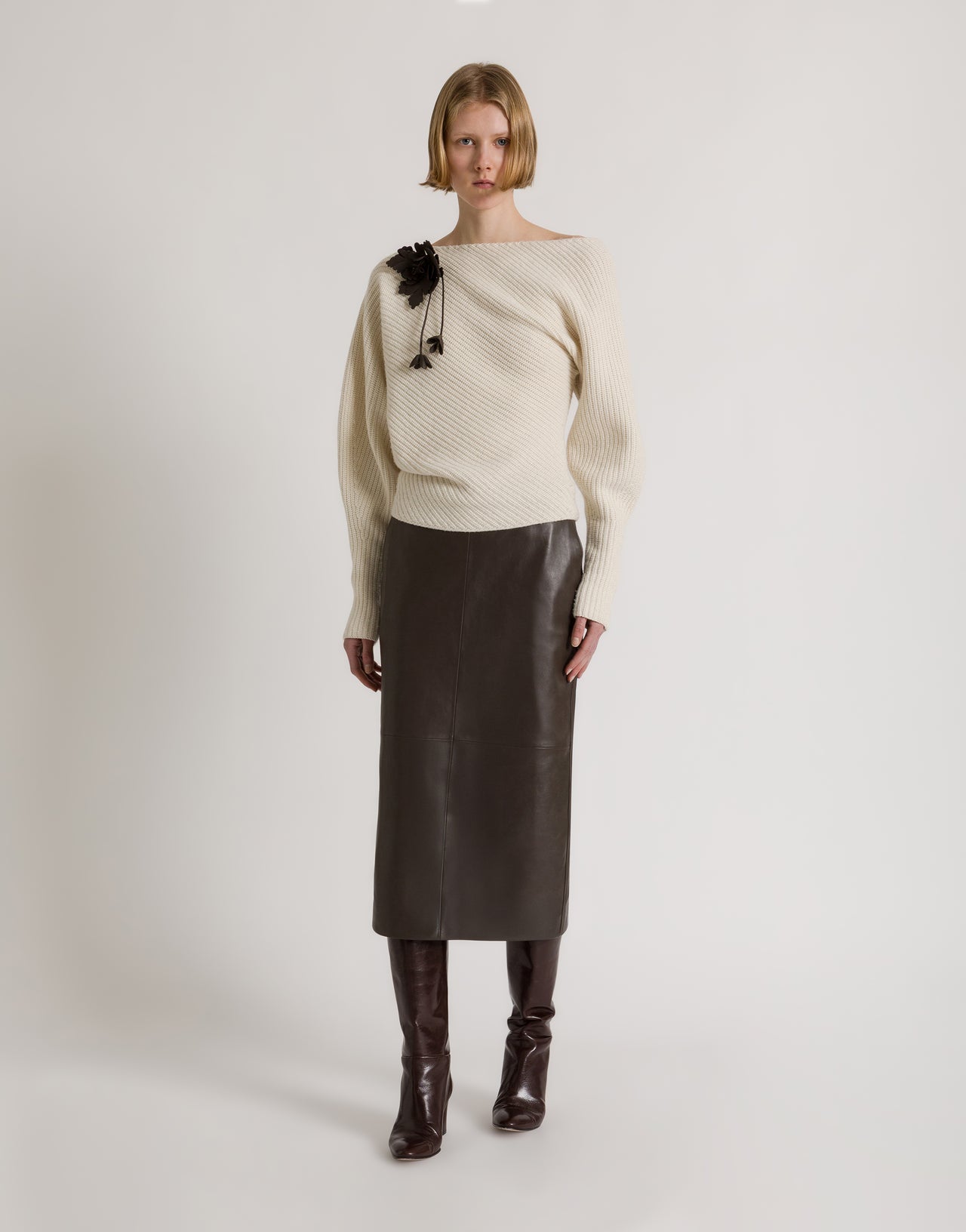 Gerippter Pullover aus Schurwolle, Seide und Kaschmir Weiß Alberta Ferretti Boutique Online 2
