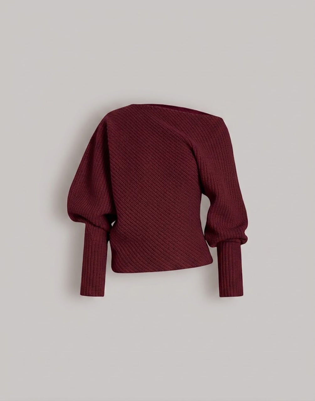 Asymmetric ribbed sweater in wool, silk, and cashmere 红色 Alberta Ferretti Boutique Online 1