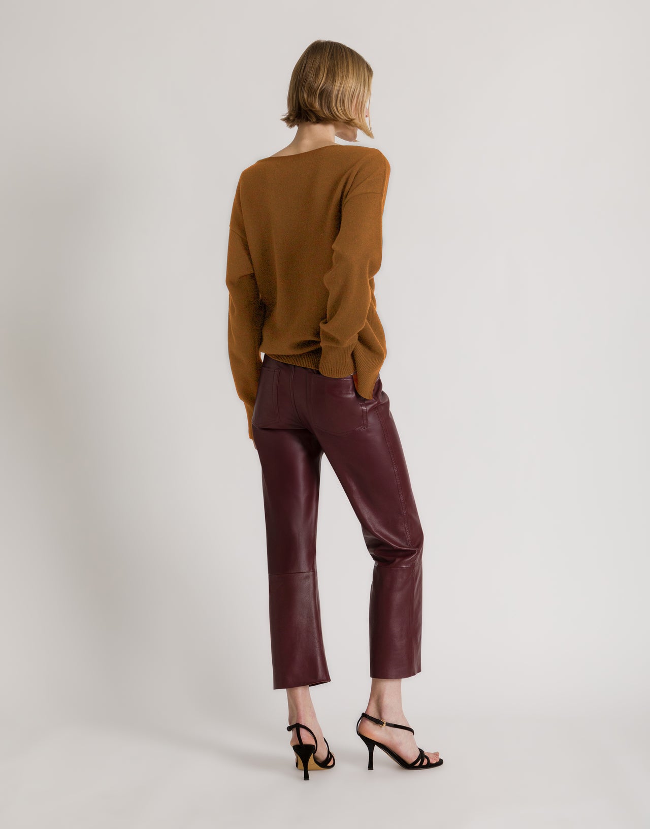 Wool, silk, and cashmere sweater with floral brooch Brown Alberta Ferretti Boutique Online 3