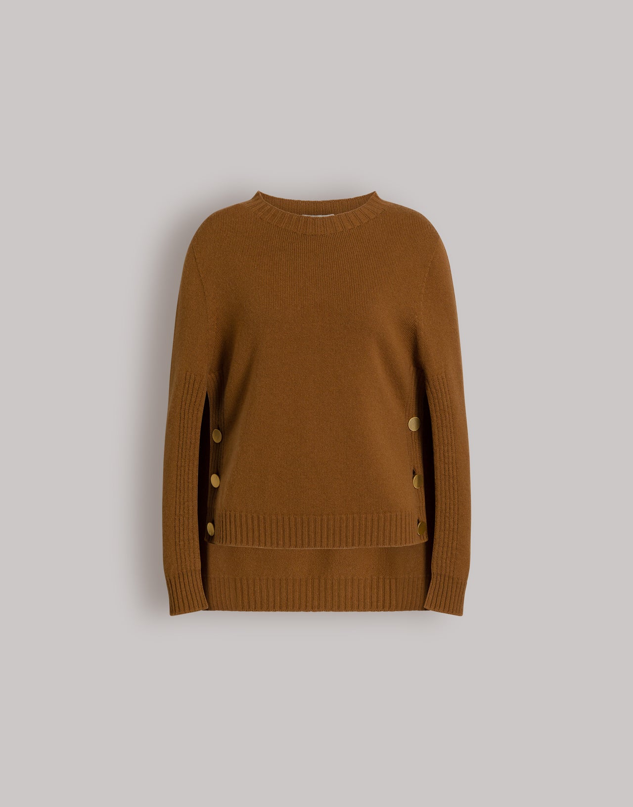 Pull avec manches cape et boutons dorés Marron Alberta Ferretti Boutique Online 1