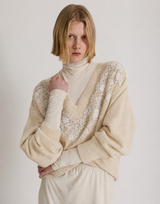 Kaschmirpullover mit V-Ausschnitt und Spitze