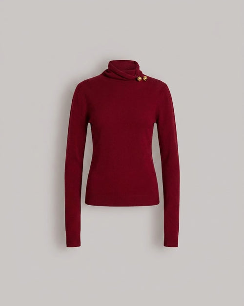 Maglione a collo alto in lana, seta e cashmere con spilla  Rosso Alberta Ferretti Boutique Online 0
