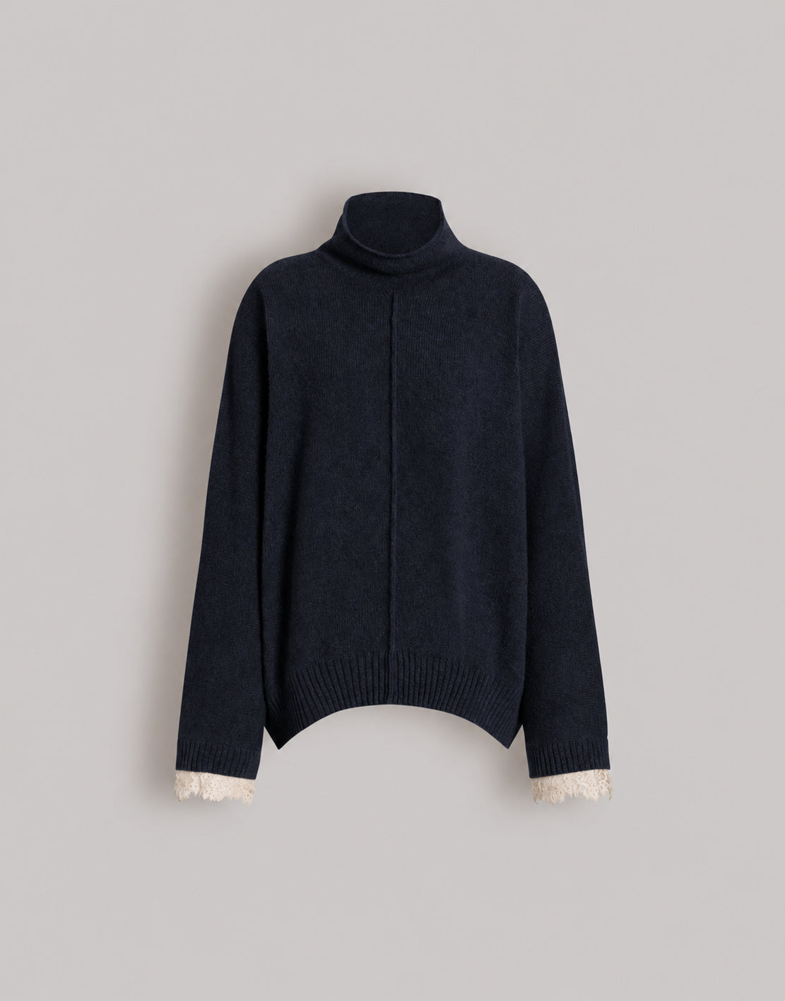 Kaschmirpullover mit kontrastierenden Spitzenmanschetten 蓝色 Alberta Ferretti Boutique Online 1
