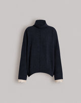 Cashmere sweater with contrasting lace cuffs