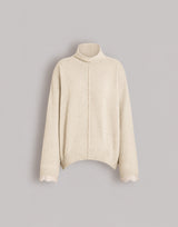 Pull en cachemire avec poignets en dentelle contrastante