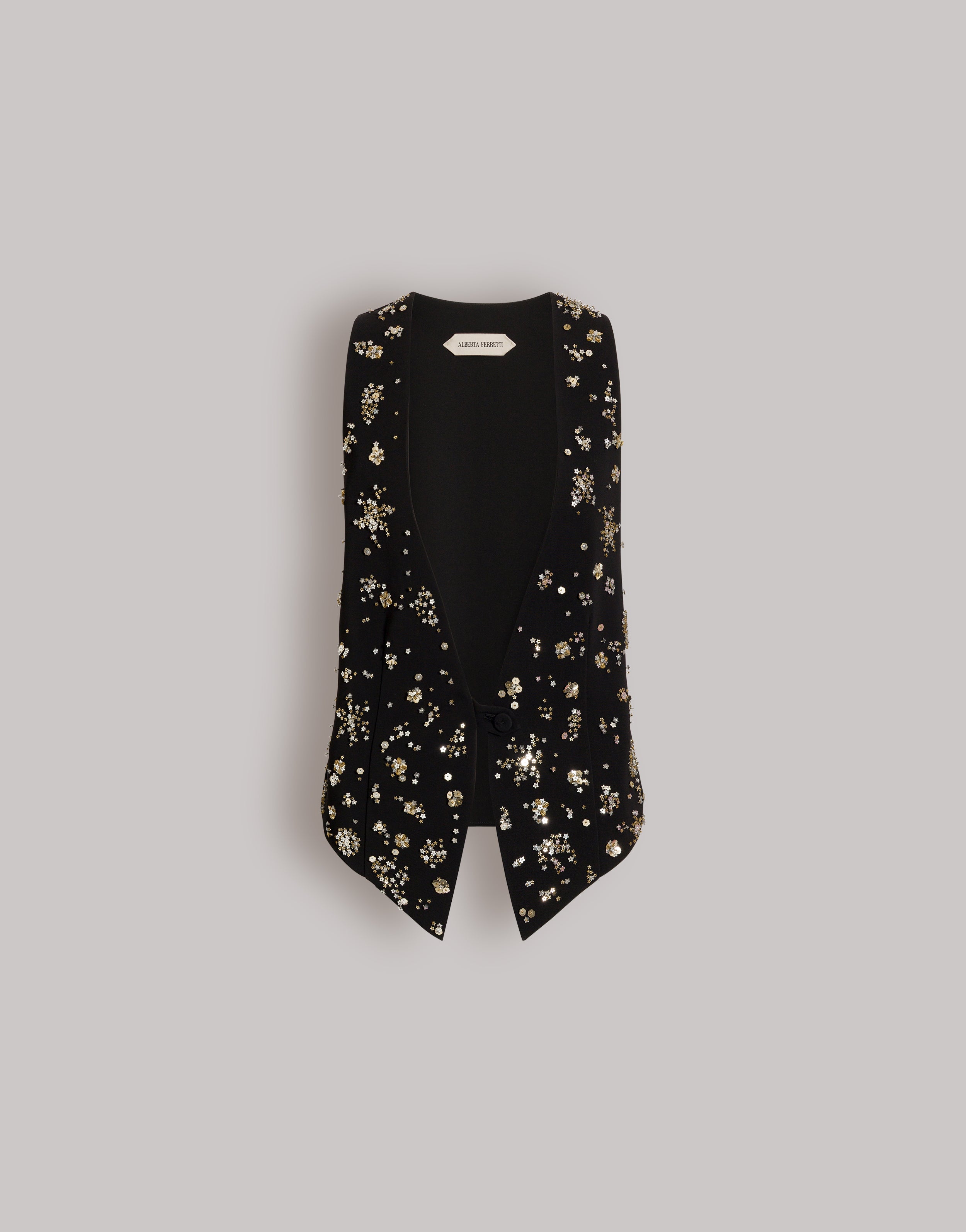Tailored vest with multicolor floral embroidery | Alberta Ferretti