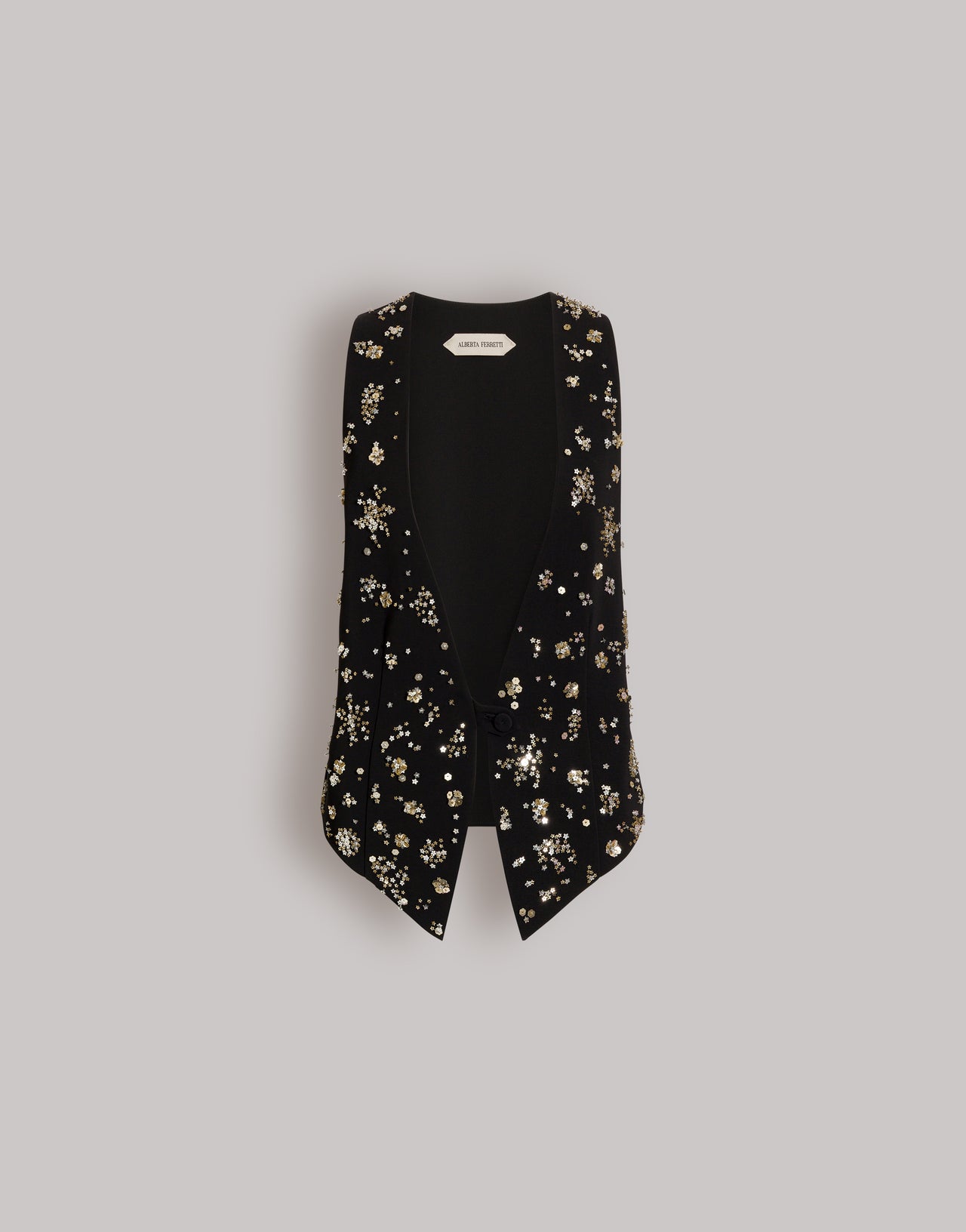 Gilet sartoriale con ricami floreali Nero Alberta Ferretti Boutique Online 4