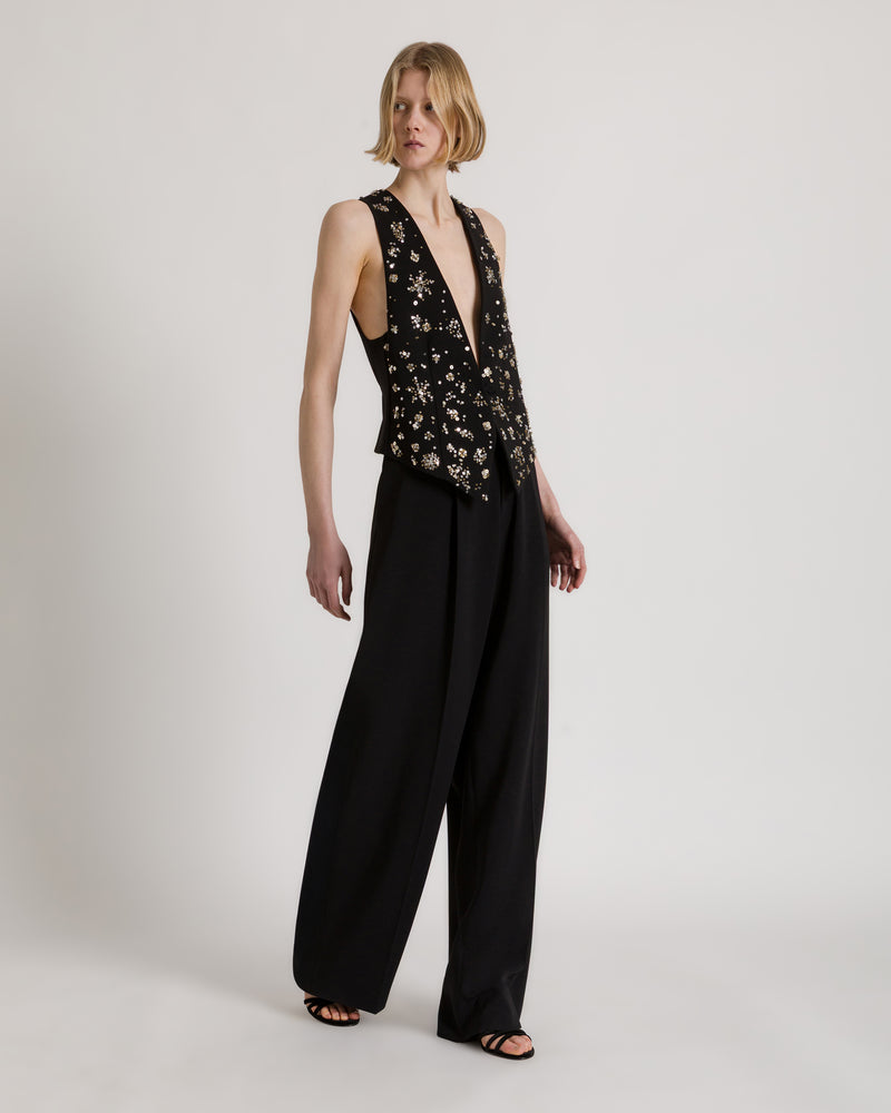 Gilet tailleur avec broderies florales multicolores Noir Alberta Ferretti Boutique Online 1