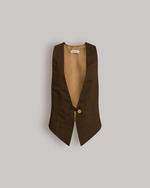 Tailored vest with asymmetrical closure Brown Alberta Ferretti Boutique Online 0