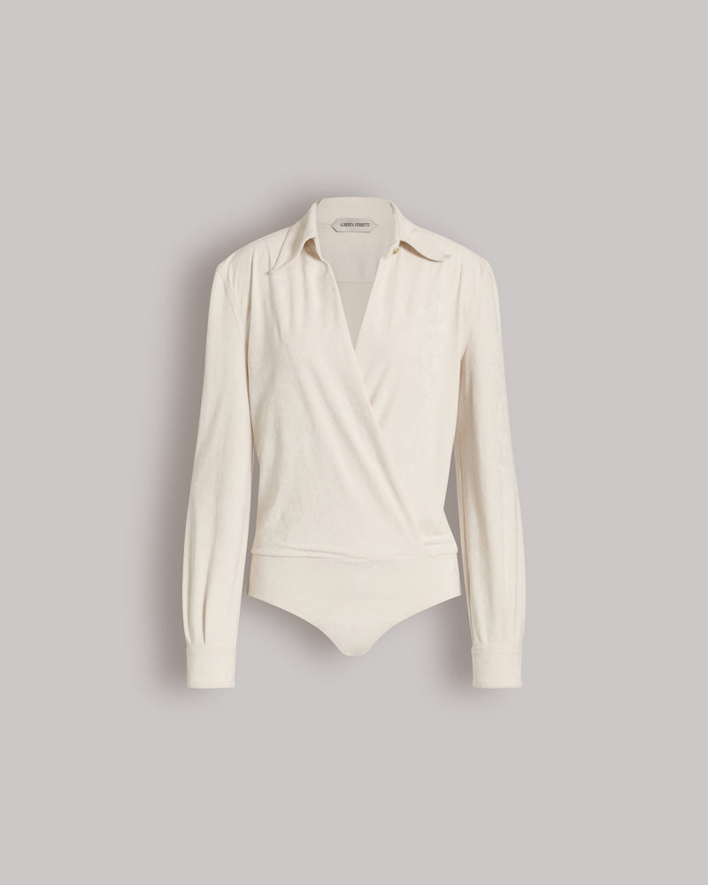 Drapiertes Hemd-Body Elfenbein Alberta Ferretti Boutique Online 0