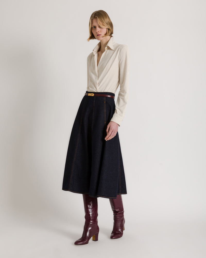 Drapiertes Hemd-Body Elfenbein Alberta Ferretti Boutique Online 1