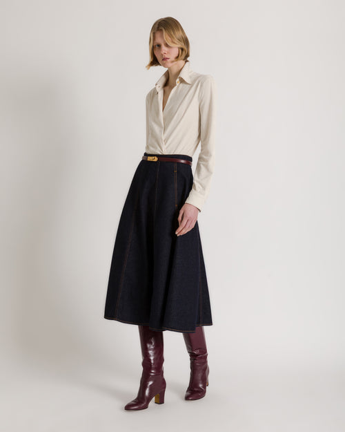 Draped shirt-style bodysuit Ivory Alberta Ferretti Boutique Online 1