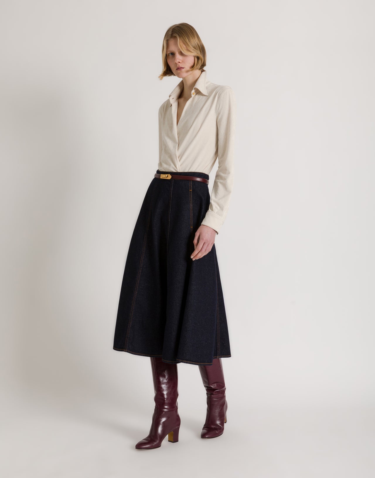 Drapiertes Hemd-Body Elfenbein Alberta Ferretti Boutique Online 2