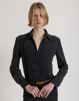 Draped shirt-style bodysuit