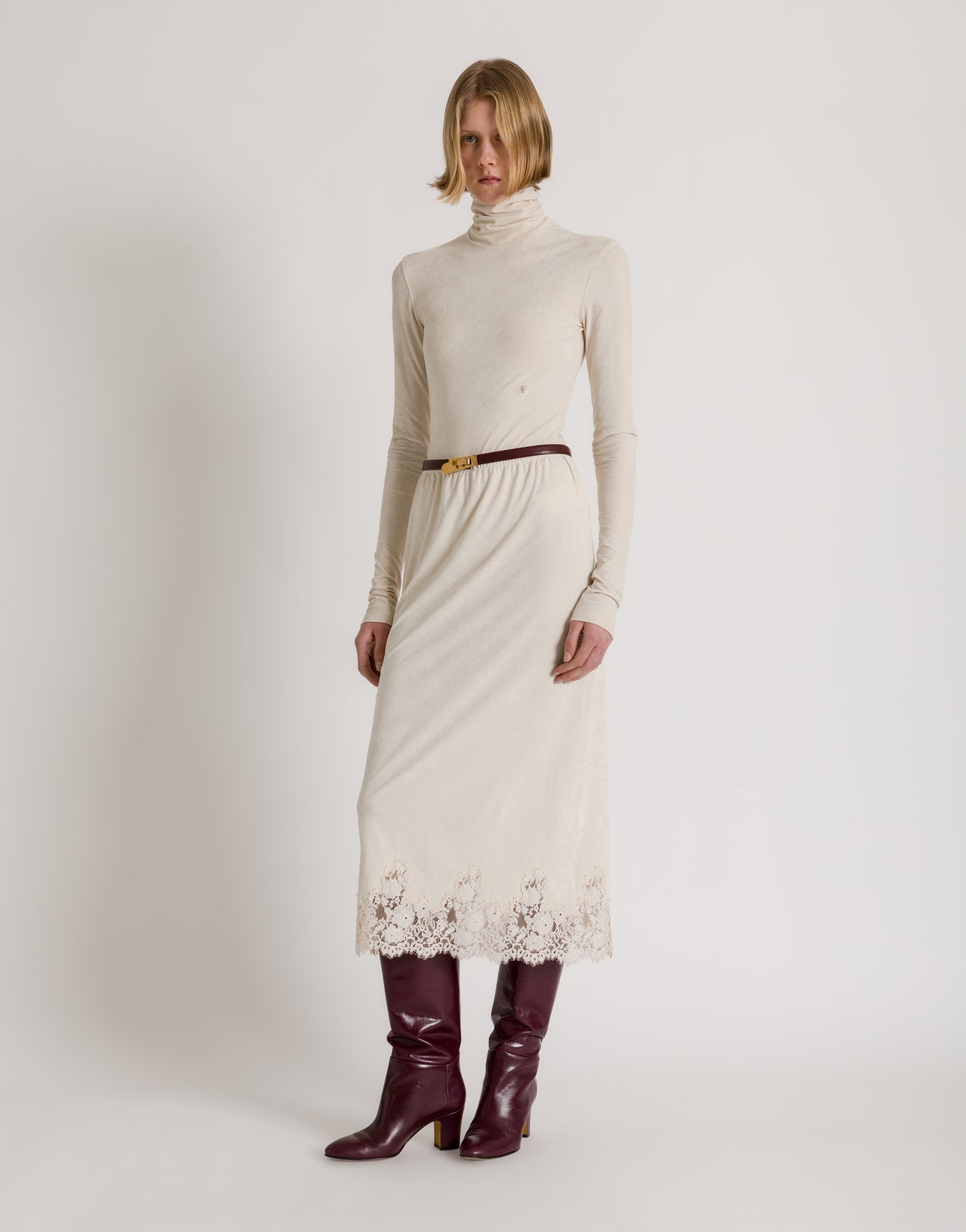Slim-fit turtleneck top with AF logo White Alberta Ferretti Boutique Online 2