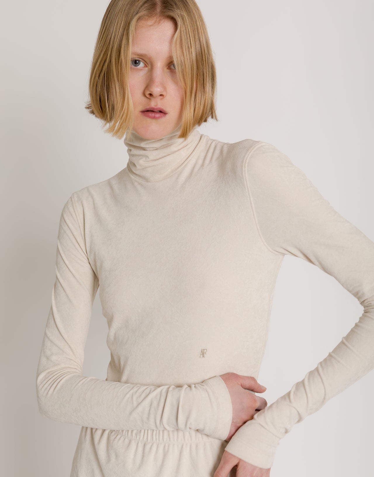 Slim-fit turtleneck top with AF logo White Alberta Ferretti Boutique Online 4