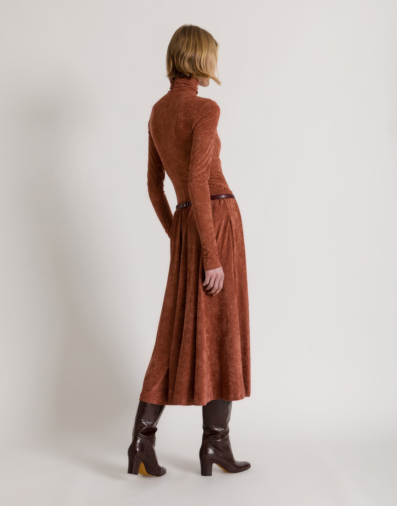 Slim-fit turtleneck top with AF logo Brown Alberta Ferretti Boutique Online 3