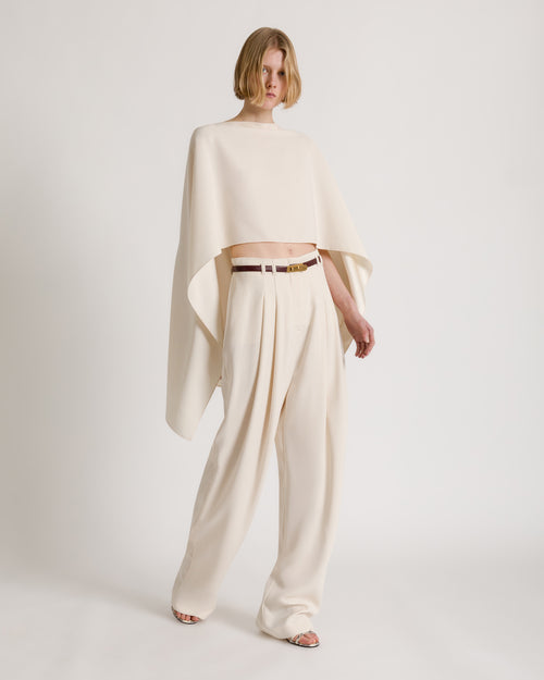 Fließendes asymmetrisches High-Low-Cape Elfenbein Alberta Ferretti Boutique Online 1