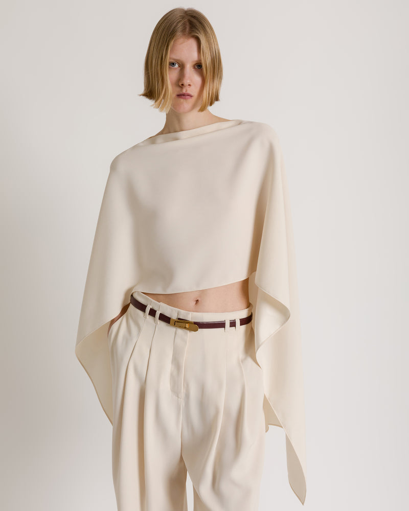 Cappa fluida asimmetrica Avorio Alberta Ferretti Boutique Online 0