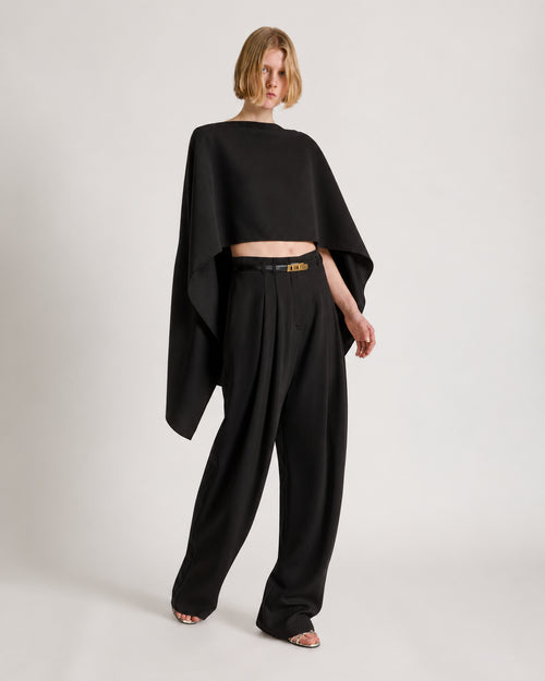 Fließendes asymmetrisches High-Low-Cape Schwarz Alberta Ferretti Boutique Online 0