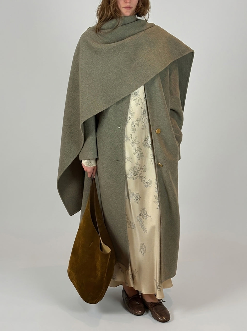 Sciarpa in Panno Double Lana e Seta Verde Alberta Ferretti Boutique Online 2