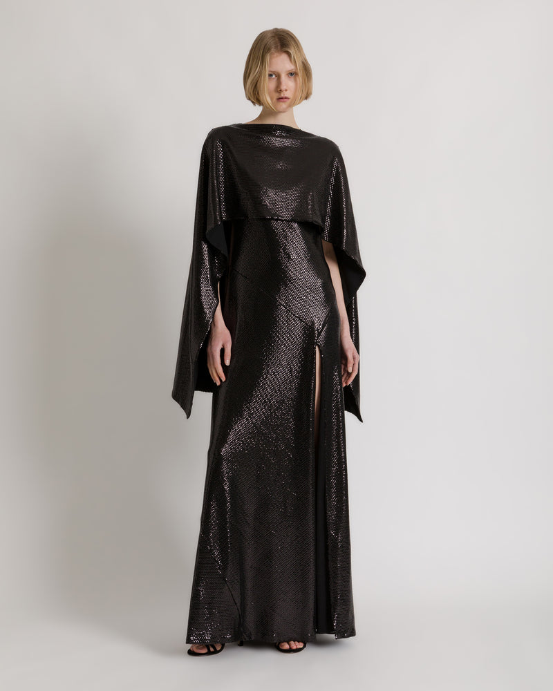 Cape bijou à paillettes avec nœud au dos Noir Alberta Ferretti Boutique Online 1
