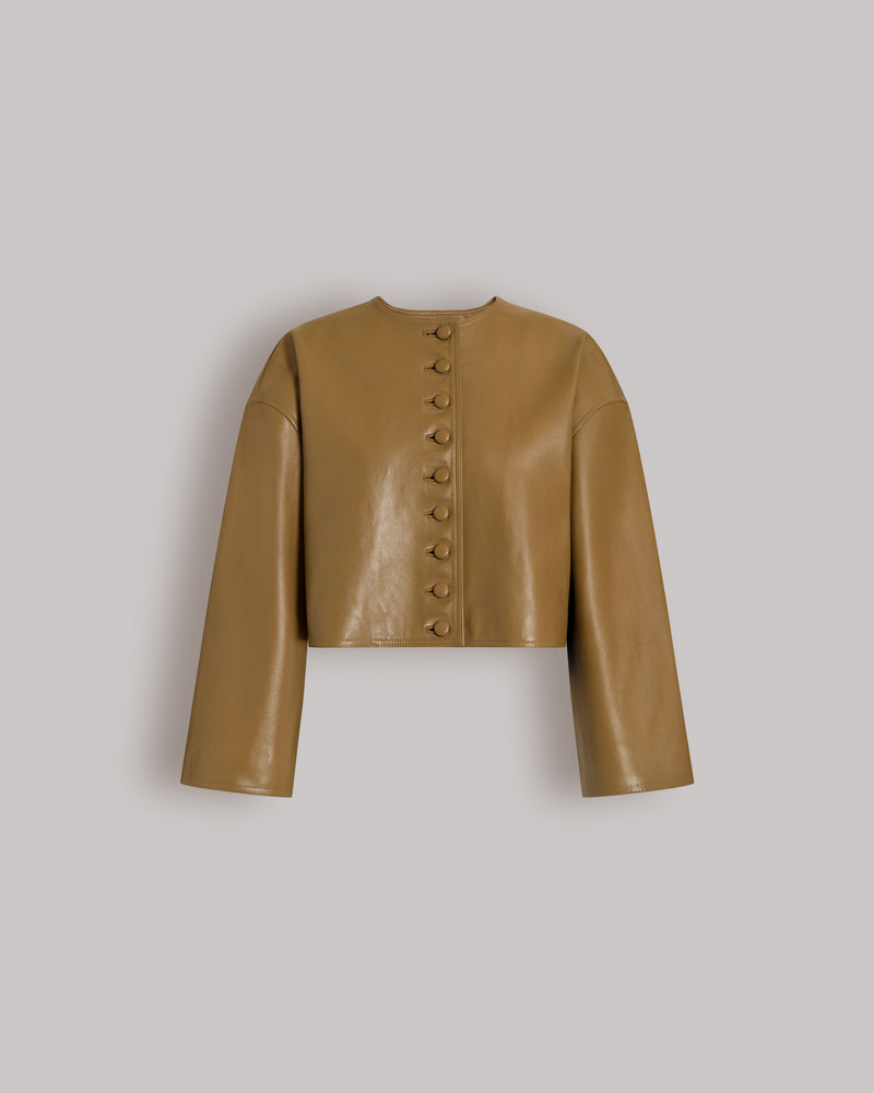 Kurze Soft-Lederjacke  Grün Alberta Ferretti Boutique Online 0