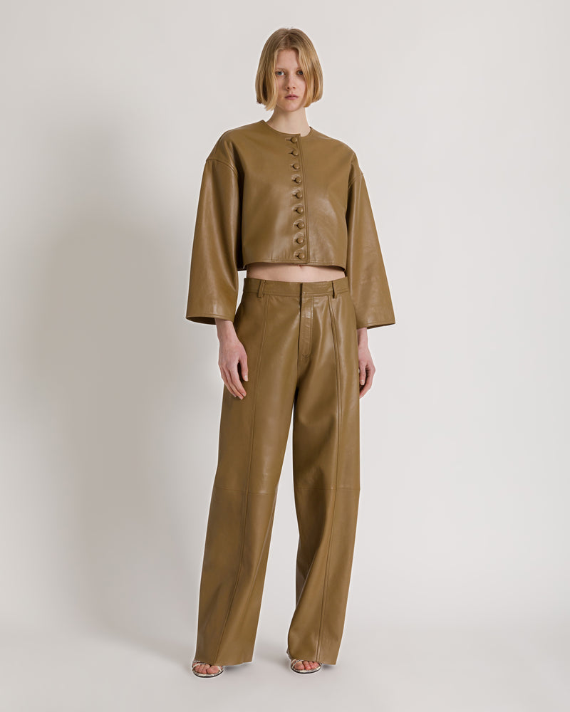 Kurze Soft-Lederjacke  Grün Alberta Ferretti Boutique Online 1