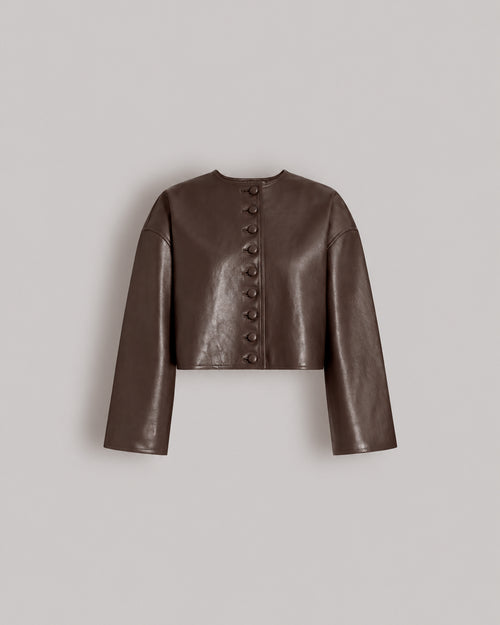 Kurze Soft-Lederjacke  Braun Alberta Ferretti Boutique Online 0