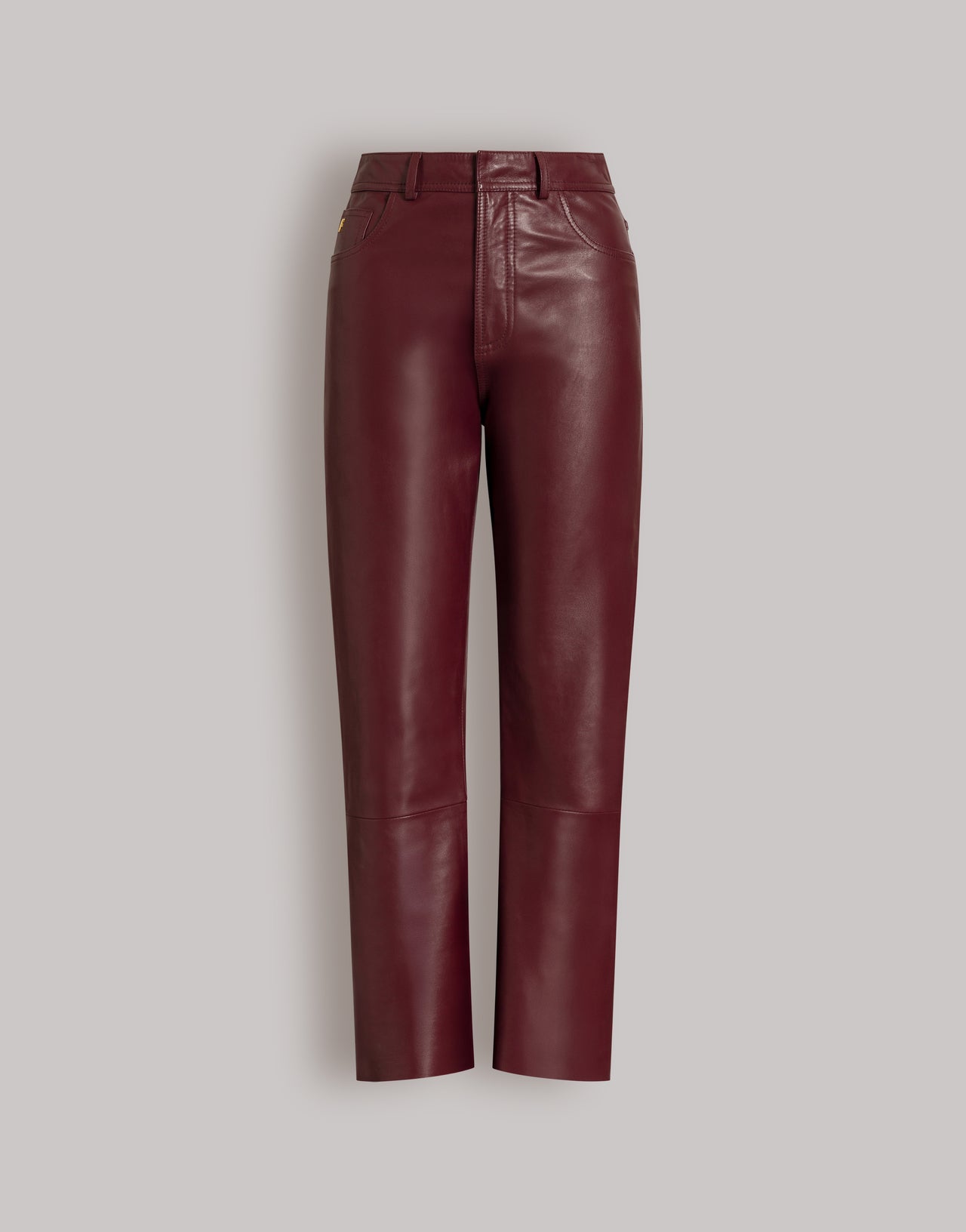Pantalón recto en piel burdeos Marrón Alberta Ferretti Boutique Online 1
