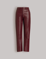 Straight-leg trousers in soft burgundy leather