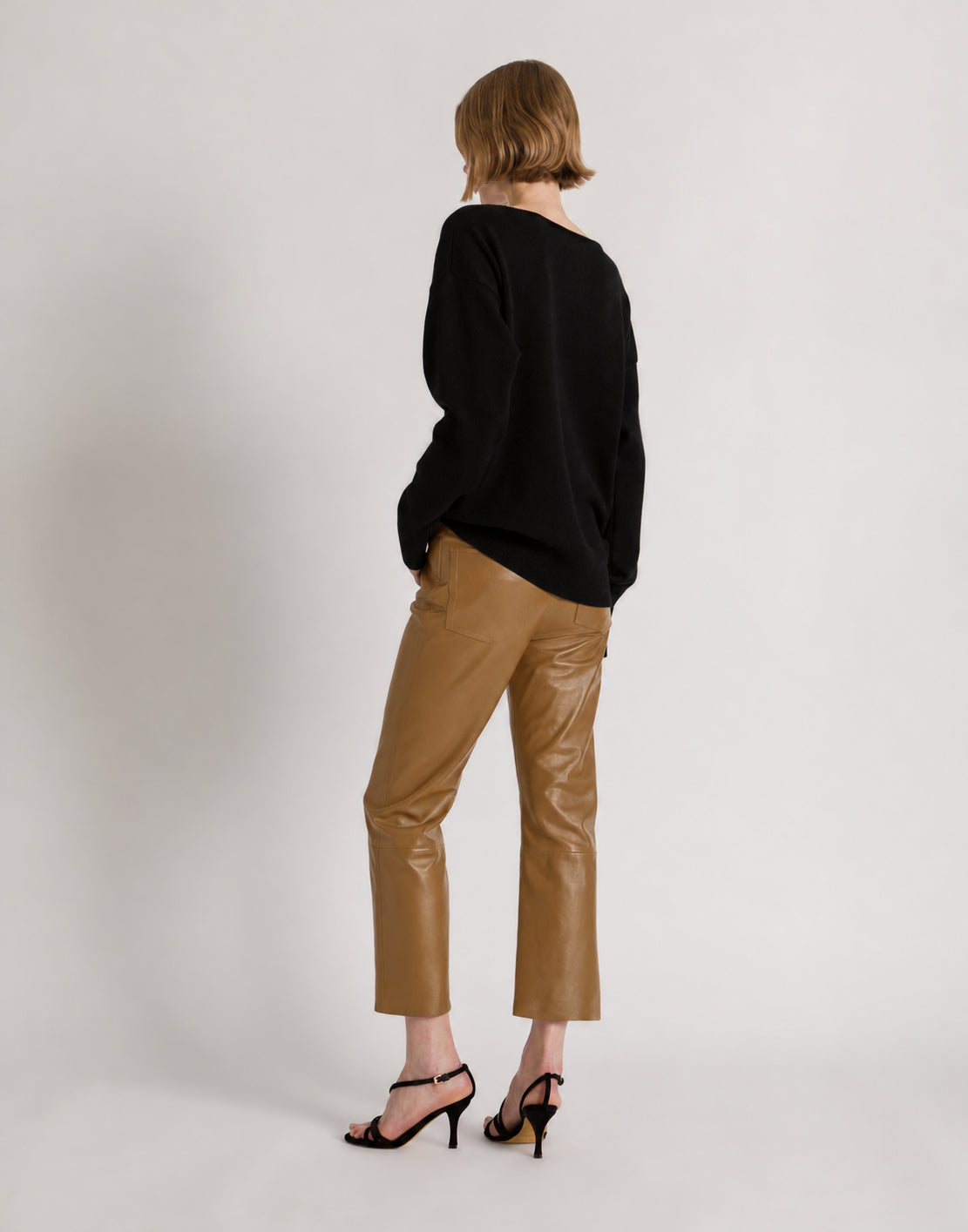 Straight-leg trousers in soft leather 绿色 Alberta Ferretti Boutique Online 3