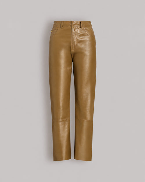 Straight-leg trousers in soft leather Green Alberta Ferretti Boutique Online 0
