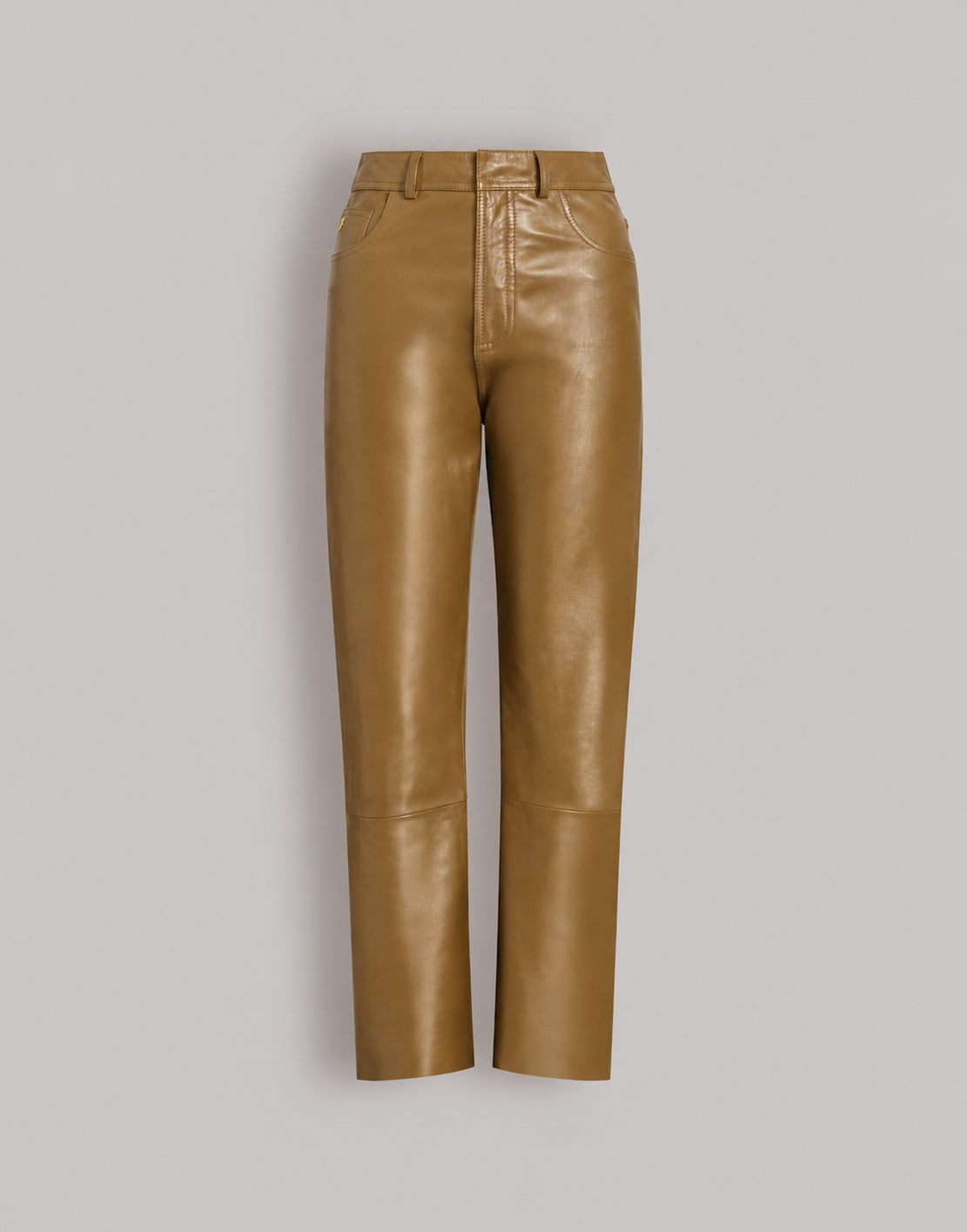 Straight-leg trousers in soft leather 绿色 Alberta Ferretti Boutique Online 1