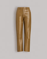 Straight-leg trousers in soft leather