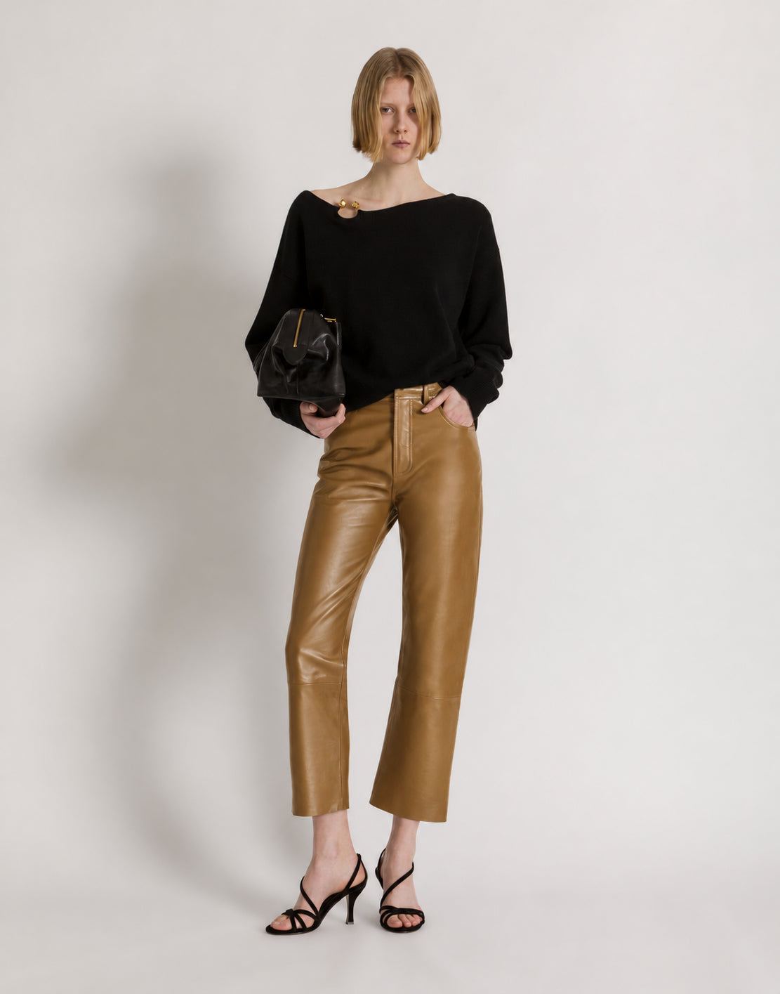 Straight-leg trousers in soft leather 绿色 Alberta Ferretti Boutique Online 2