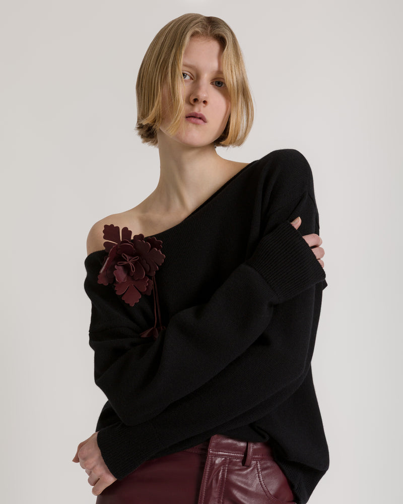 Lederblüten-Brosche Braun Alberta Ferretti Boutique Online 1