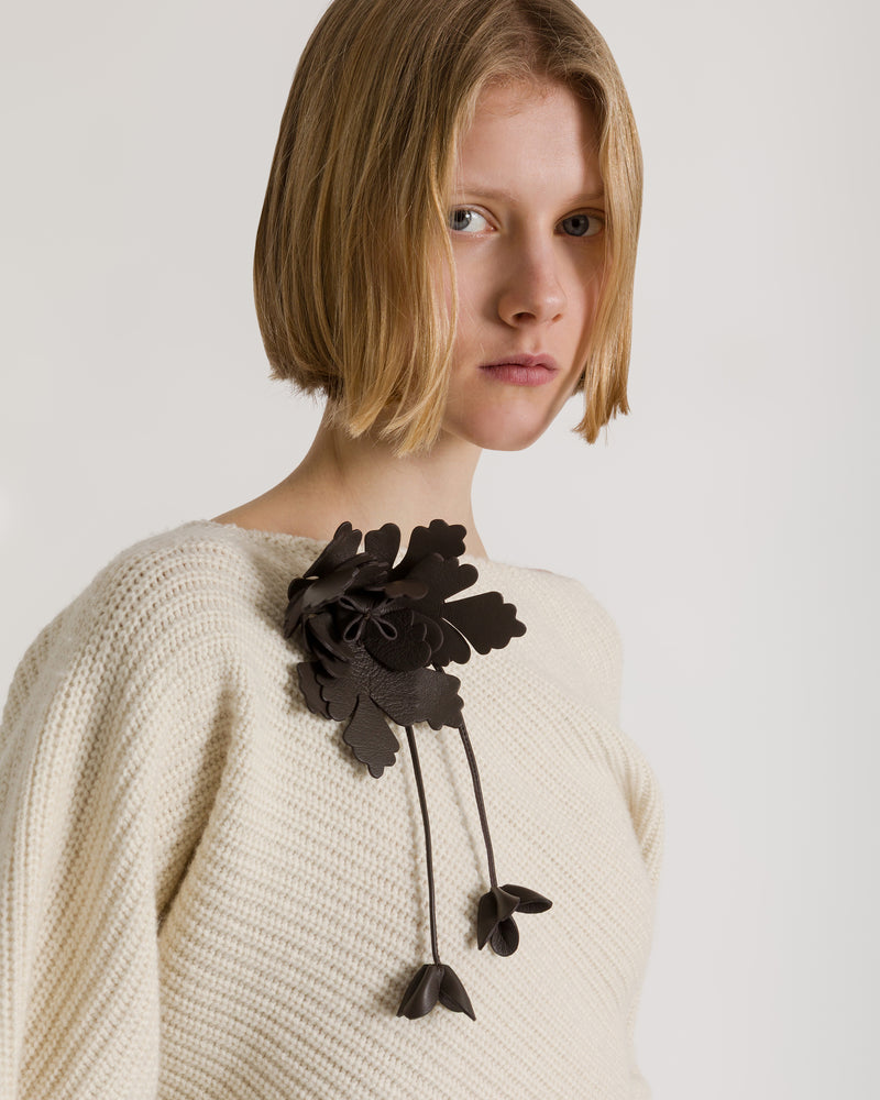 Lederblüten-Brosche Braun Alberta Ferretti Boutique Online 0