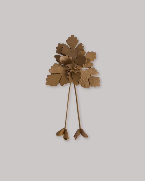 Leather flower brooch Brown Alberta Ferretti Boutique Online 0